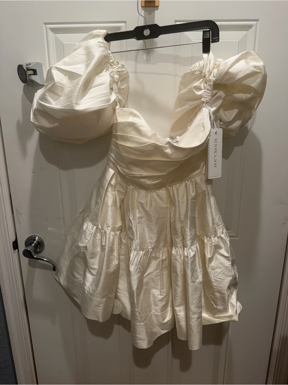 SHONA JOY La Lune Cirrus Silk Draped Corset Tiered Mini Dress - Picture 3 of 5